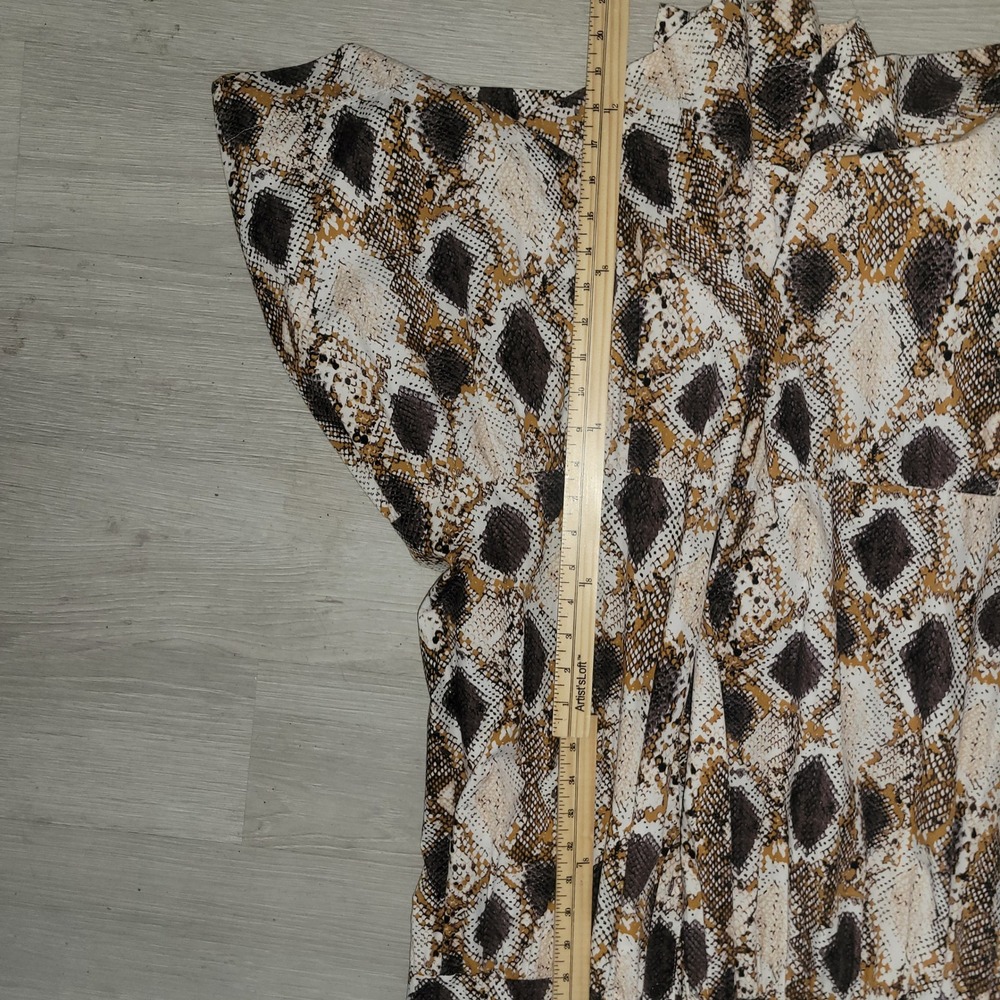 MAEVE  Snakeskin Print Maxi Dress Sleeveless Button Front Tiered Skirt High Neck - Picture 13 of 14